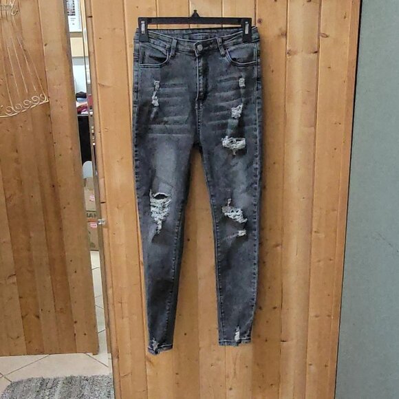 SHEIN Stone Wash Distressed Skinny Jeans Size 4 | High Rise Indie Aesthetic - Picture 1 of 4